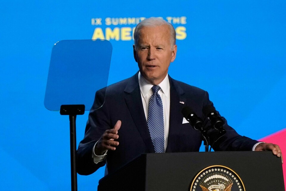 USAs president Joe Biden taler under Amerika-toppmøtet i Los Angeles. USAs president Joe Biden taler under Amerika-toppmøtet i Los Angeles. Foto: Marcio Jose Sanchez / AP / NTB