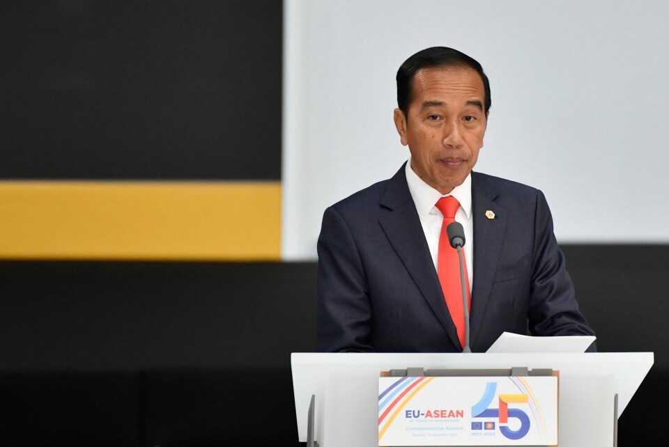 Indonesias president Joko Widodo under et toppmøte i Brussel i desember. Indonesias president Joko Widodo under et toppmøte i Brussel i desember. Arkivfoto: Geert Vanden Wijngaert / AP / NTB