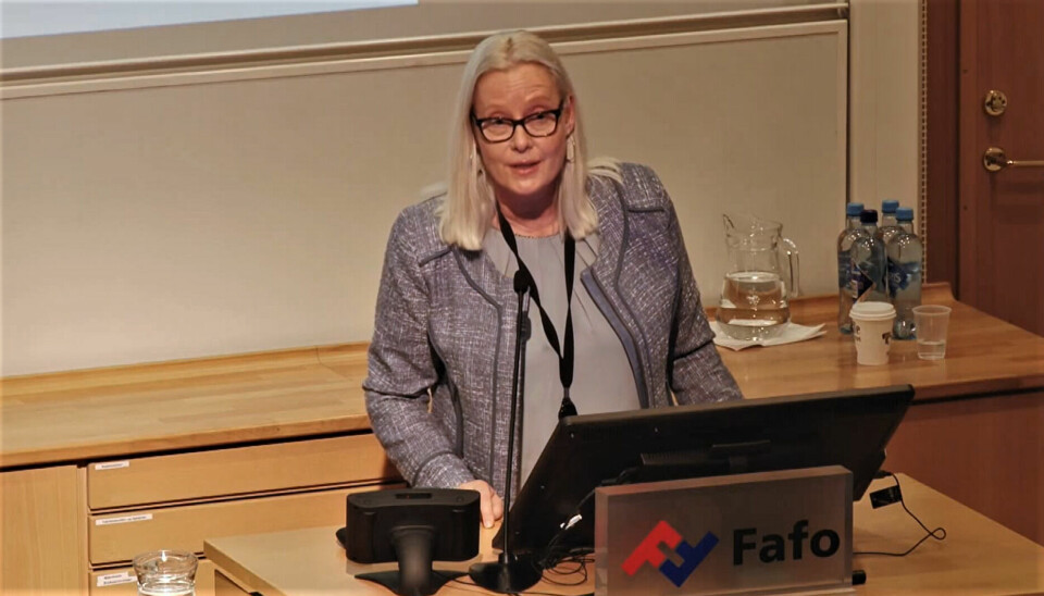 Fafo-forsker Anne Kielland, under åpent møte om forskningsprosjektet 'Tjenesten og MEg' - ved oppstarten i 2017. Fafo-forsker Anne Kielland, under åpent møte om forskningsprosjektet 'Tjenesten og MEg' - ved oppstarten i 2017.