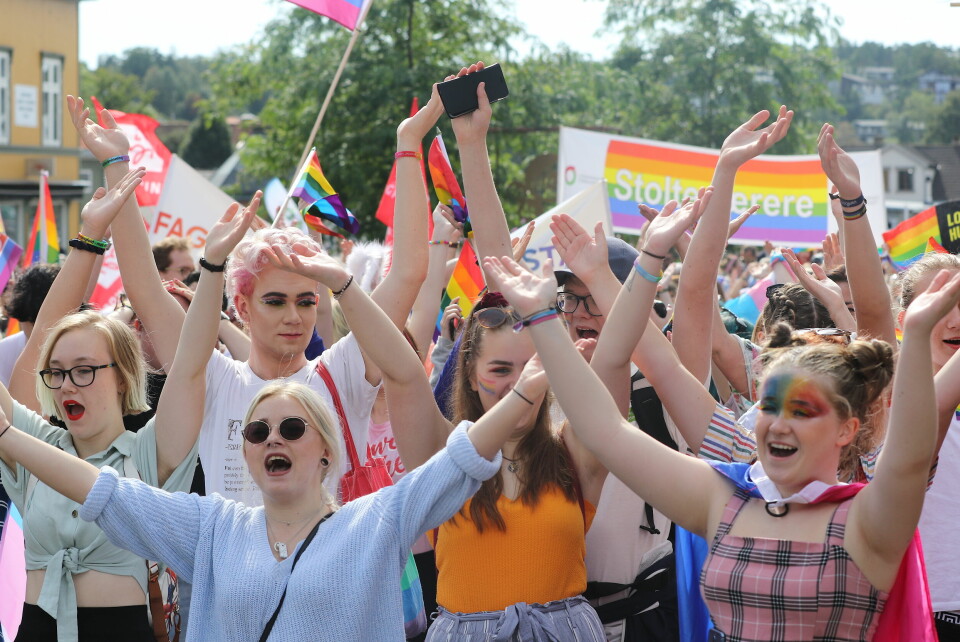 Lørdag 13. august blir det igjen parade i Fredrikstad Pride. Her et stemningsbilde fra 2019. Lørdag 13. august blir det igjen parade i Fredrikstad Pride. Her et stemningsbilde fra 2019.