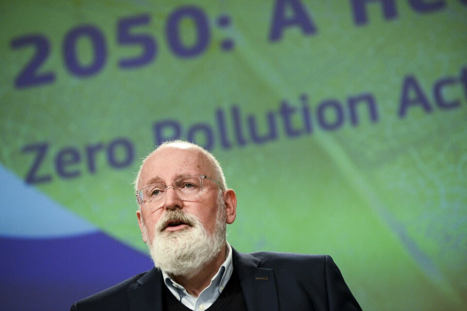 EUs sjef for det grønne skiftet Frans Timmermans under en miljøkonferanse i EUs hovedkvarter i Brussel i mai i fjor.