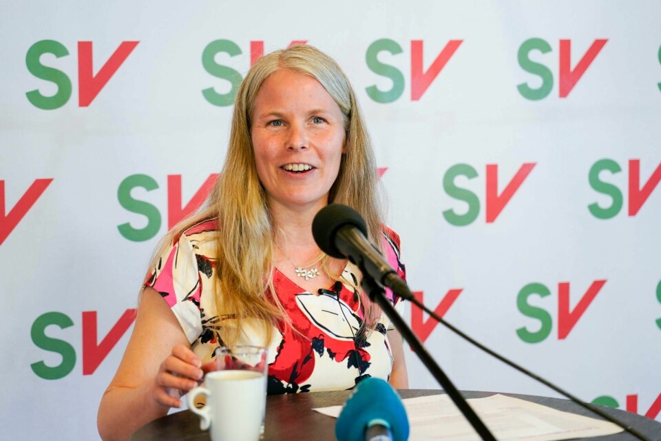 SVs fungerende leder Kirsti Bergstø oppsummerer tiden etter stortingsvalget på SVs sommerpressekonferanse onsdag. Kirsti Bergstø