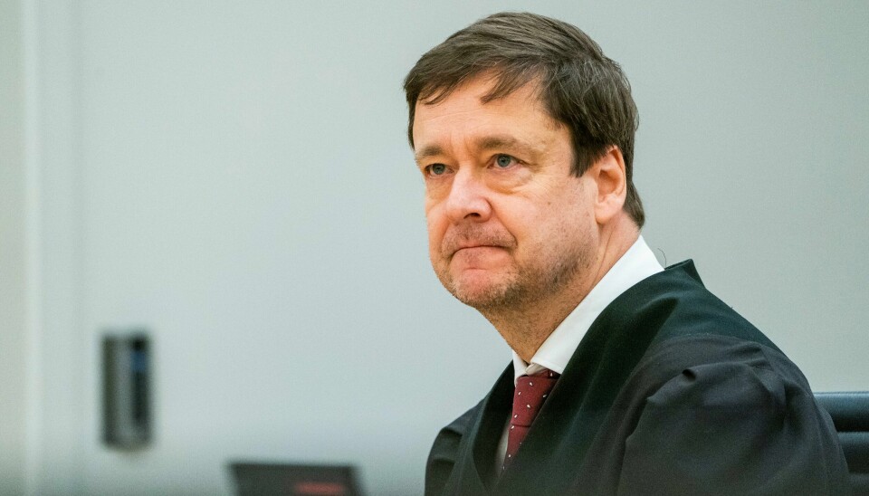 Forsvarer John Christian Elden. Her fra domsavsigelsen i rettssaken mot Laila Anita Bertheussen i 2021. Oslo 20210115. Forsvarer John Christian Elden før domsavsigelsen i rettssaken mot Laila Anita Bertheussen i sal 250 i Oslo tingrett fredag. Bertheussen, som er samboer med tidligere justisminister Tor Mikkel Wara, er tiltalt for angrep på demokratiet og trusler mot ledende politikere.Foto: Håkon Mosvold Larsen / Pool / NTB