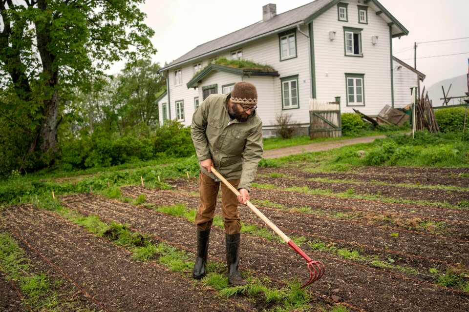 Før var det 20 småbruk her i området. Nå er det to store igjen. Og meg, sier økobonden René Cortis.
