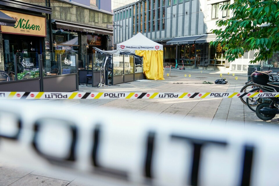 Zaniar Matapour, som er siktet etter skytingen i Oslo 25. juni, begjærer seg løslatt fra varetekt. Foto: Terje Pedersen / NTB Slik så det ut på åstedet lørdag, etter at det natt til lørdag ble avfyrt flere skudd mot utesteder i Oslo.Foto: Terje Pedersen / NTB