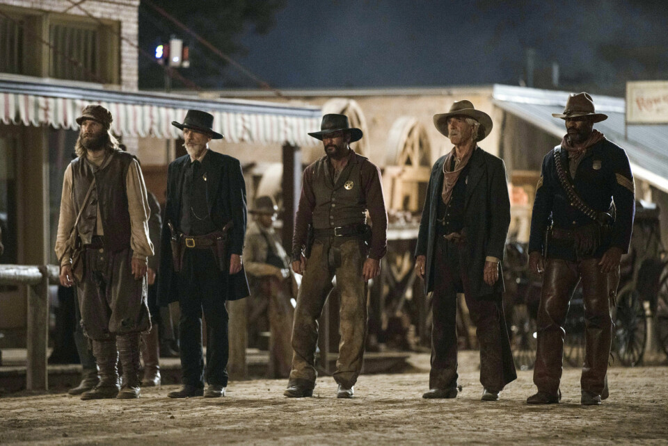 Ekte cowboyer i «Yellowstone»-oppfølgeren «1883»: Tim McGraw som James Dutton i midten. Ekte cowboyer i «Yellowstone»-oppfølgeren «1883»: Tim McGraw som James Dutton i midten.