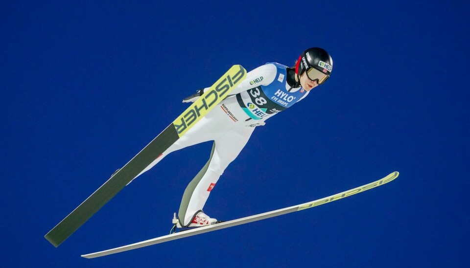 Anna Odine Strøm i svevet i Holmenkollen. Anna Odine Strøm i svevet i Holmenkollen. Foto: Geir Olsen / NTB