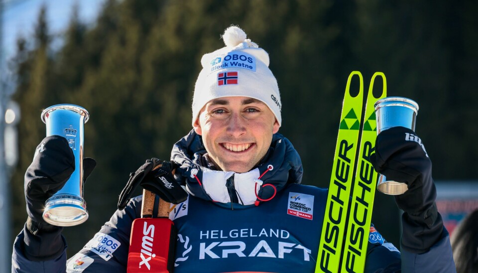 Jarl Magnus Riiber gikk fra seier til seier i Holmenkollen. Jarl Magnus Riiber gikk fra seier til seier i Holmenkollen.Foto: Geir Olsen / NTB