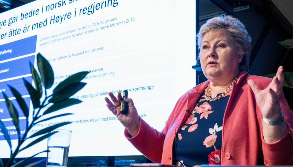 Høyre med Erna Solberg går til valg på å få gjennomføre en helhetlig ungdomsskolereform. Oslo 20230117. Høyre med Erna Solberg går til valg på å få gjennomføre en helhetlig ungdomsskolereform.Foto: Terje Pedersen / NTB