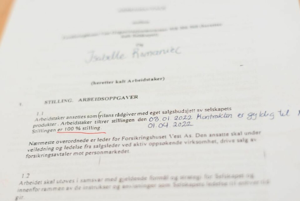 – Da det skjedde, var det et slag i magen. I dag er jeg glad for at jeg kom meg unna, sier Isabelle Villanger om arbeidsforholdet i Forsikringshuset Vest. – Da det skjedde, var det et slag i magen. I dag er jeg glad for at jeg kom meg unna, sier Isabelle Villanger om arbeidsforholdet i Forsikringshuset Vest.