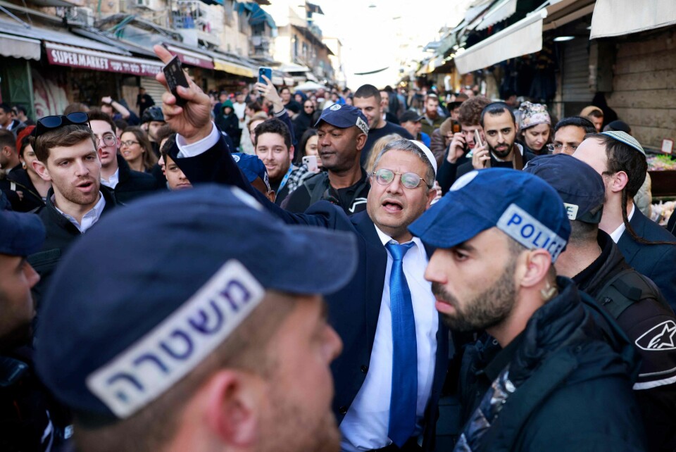 Itamar Ben-Gvir i Jerusalem 30. desember. I januar besøkte han Jerusalems hellige høyde, og både palestinere og andre har kritisert besøket. Itamar Ben-Gvir i Jerusalem 30. desember. I januar besøkte han Jerusalems hellighe høyde, og både palestinere og andre har kritisert besøket.
