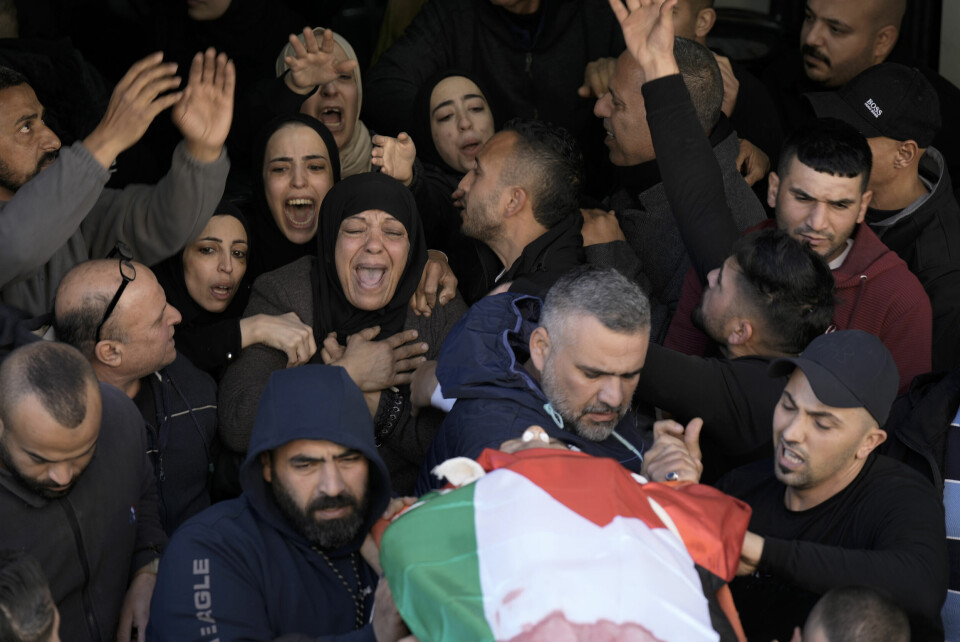 To palestinske menn ble skutt og drept på den okkuperte Vestbredden torsdag 19. januar. Fra begravelsen til de to palestinske mennene som ble skutt og drept torsdsag 19. januar.