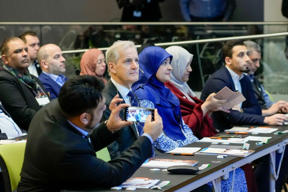Statsminister Jonas Gahr Støre (Ap) på årets dialogkonferanse 2023 i regi av paraplyorganisasjon Muslimsk Dialognettverk (MDN). Statsminister Jonas Gahr Støre (Ap) på årets dialogkonferanse 2023 i regi av paraplyorganisasjon Muslimsk Dialognettverk (MDN). Foto: Heiko Junge / NTB