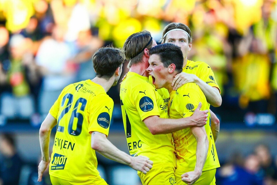Sondre Brunstad Fet jubler med lagkameratene i Bodø/Glimt etter en av sine to scoringer mot Jagiellonia Bialystok Sondre Brunstad Fet jubler med lagkameratene i Bodø/Glimt etter en av sine to scoringer mot Jagiellonia Bialystok. Foto: Mats Torbergsen / NTB