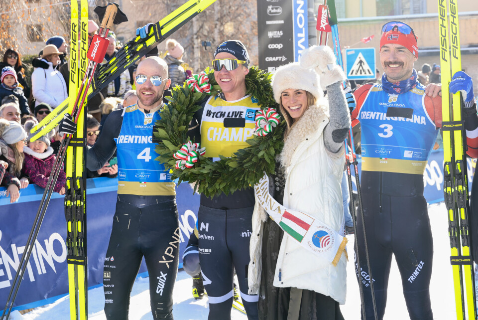 Emil Persson (i midten) tok seieren foran Tord Asle Gjerdalen (t.v.) og Andreas Nygård i det 70 kilometer lange langløpet Marcialonga søndag. Emil Persson (i midten) tok seieren foran Tord Asle Gjerdalen (t.v.) og Andreas Nygård i det 70 kilometer lange langløpet Marcialonga søndag.