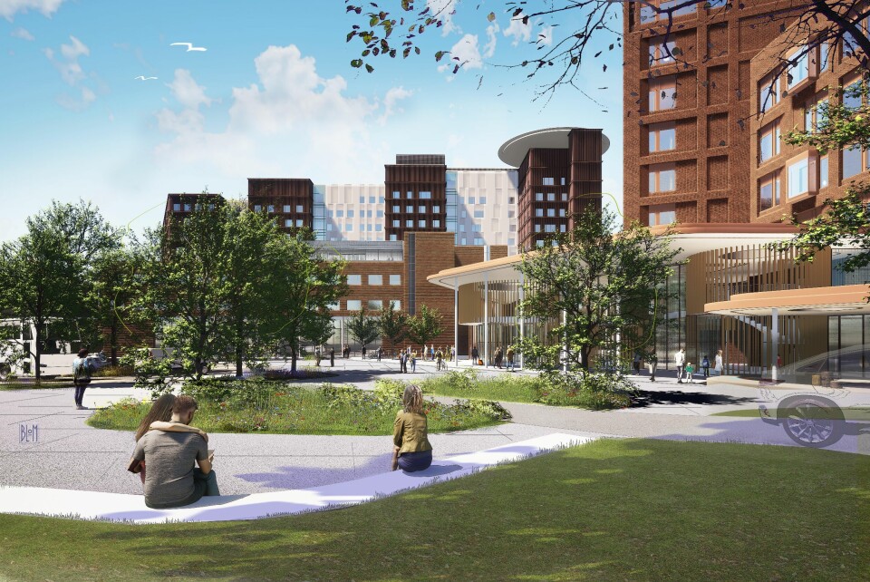 Slik er det planlagt at det nye Rikshospitalet skal se ut når det en gang står ferdig. Slik skal Rikshospitalet se ut når det en gang står ferdig. Men det nye sykehuset skal i likhet med Nye Aker sykehus bygges uten kjøkken. Maten skal transporteres inn og ut fra kjøkkenet på gamle Ullevål sykehus.