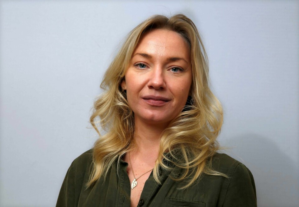 Marte Germaine Christensen. Marte Germaine Christensen, manusforfatter og skuespiller, her ved presentasjonen av filmen «Det som en gang var» (2016)