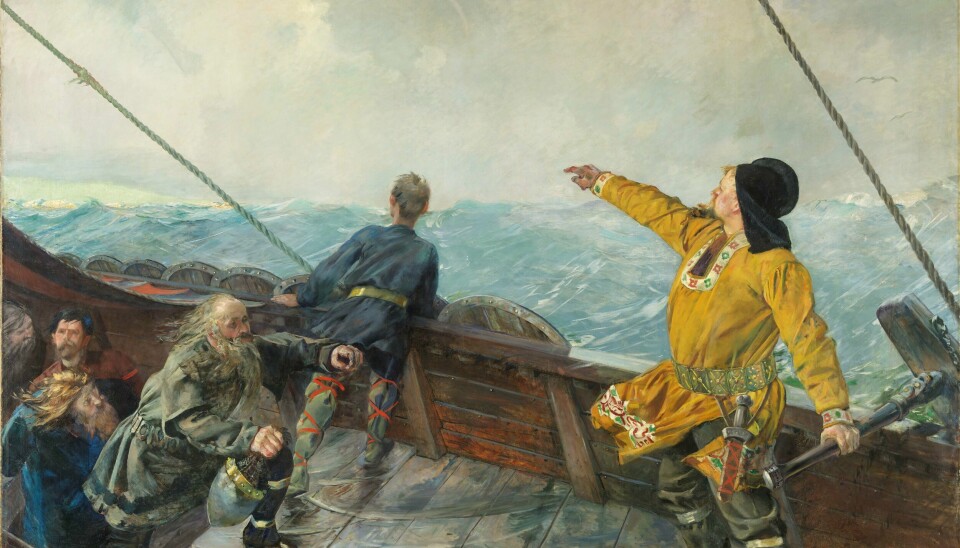 Kristian Krohgs maleri «Leiv Eiriksson oppdager Amerika» fra 1893 har utløst strid den siste uka. Det er ikke første gang Leiv og oppdagelsen av Amerika befinner seg i begivenhetenes sentrum, skriver vår kommentator. Leiv Eiriksson oppdager Amerika, 1893.