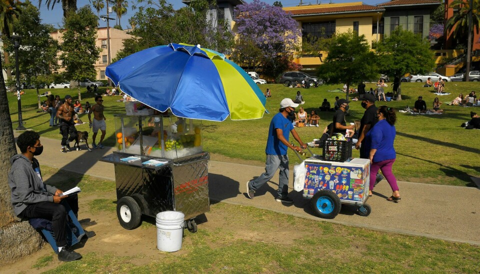 Tar det under 15 minutter å gå til parken? Det setter sinner i kok. Her fra Echo Park i Los Angeles i 2020. Tar det under 15 minutter å gå til parken? Det setter sinner i kok. Her fra Echo Park i Los Angeles i 2020.
