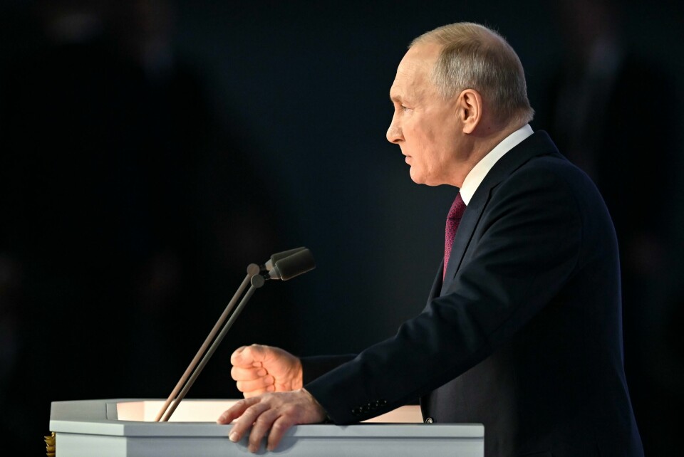 President Vladimir Putin holdt sin tale om rikets tilstand tirsdag. President Vladimir Putin holdt sin tale om rikets tilstand tirsdag. Foto: Maksim Blinov / Sputnik / Pool / AP / NTB