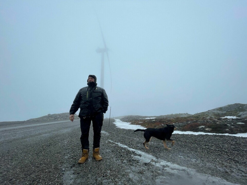 Terje Haugen driver med reindrift i Nord-Fosen Siida. Her foran vindturbinene ved Roan vindkraftverk. Terje Haugen, reindriftsaktør ved Fosen.