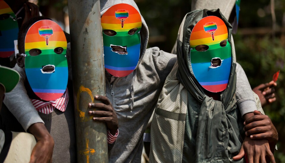 I 2014 protesterte skeive kenyanere utenfor Ugandas høykommisjon i Kenya, mot en antihomolov. Nå vil ugandiske politikere på ny prøve å få loven igjennom. I 2014 protesterte skeive kenyanere utenfor Ugandas høykommisjon i Kenya, mot en antihomolov. Nå vil ugandiske politikere på ny prøve å få loven igjennom.