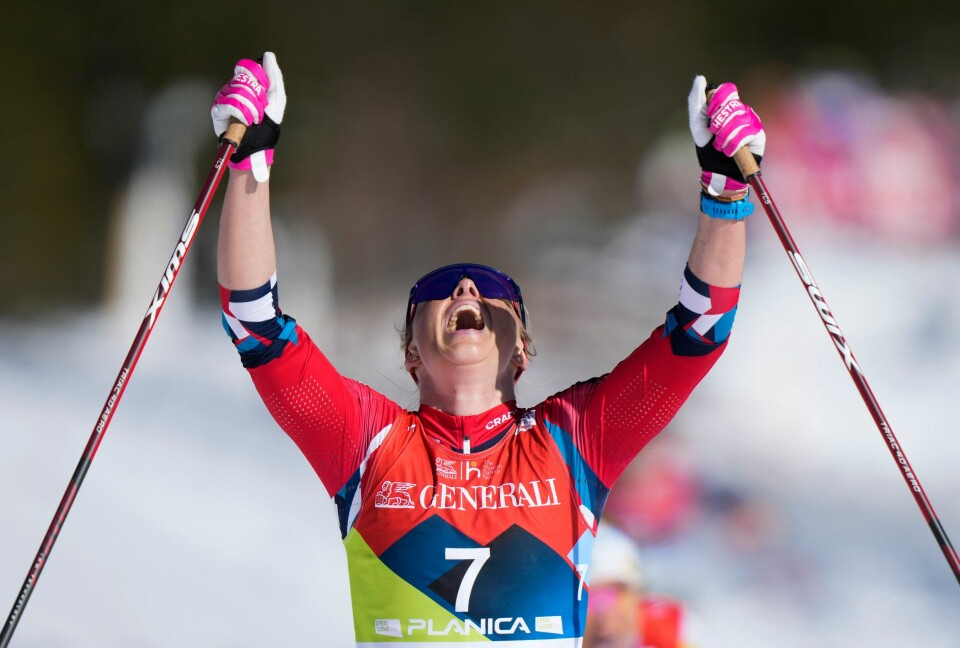 Planica, Slovenia 20230304. Anne Kjersti Kalvå fikk sølv under 30 km for kvinner under ski-VM 2023 i Planica, Slovenia.Foto: Heiko Junge / NTB Anne Kjersti Kalvå tok VM-sølv på tremila. Foto: Heiko Junge / NTB