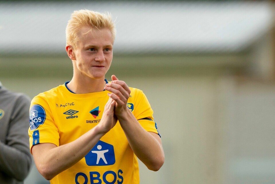 Oscar Aga har sluttet seg til Rosenborg-stallen. Her er spissen fra tiden i Grorud. Oscar Aga skal være med å kjempe om seriegull i Sverige fra og med neste sesong.Foto: Fredrik Hagen / NTB