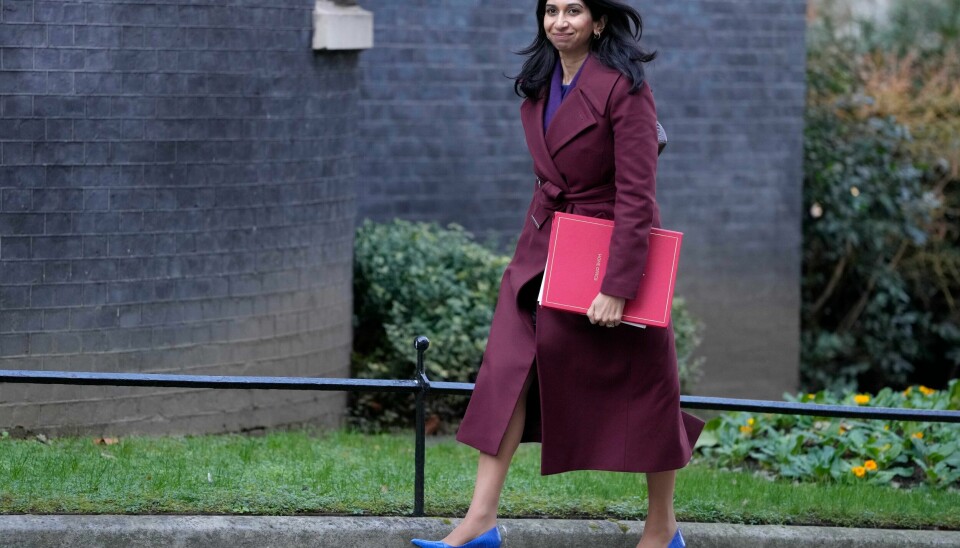 Innenriksminister Suella Braverman på vei til et regjeringsmøte i Downing Street tirsdag. Innenriksminister Suella Braverman på vei til et regjeringsmøte i Downing Street tirsdag. Foto: Kirsty Wigglesworth / AP / NTB