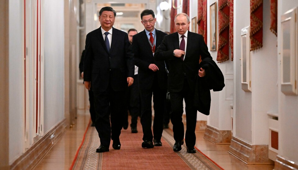 KInas president Xi Jinping (t.v.) er på sitt første utenlandsbesøk etter at han nylig ble gjenvalgt for fem nye år. Turen gikk til Moskva og president Vladimir Putin (t.h.) og med seg hadde han et forslag til fredsplan for Ukraina. KInas president Xi Jinping (t.v.) er på sitt første utenlandsbesøk etter at han nylig ble gjenvalgt for fem nye år. Turen gikk til Moskva og president Vladimir Putin (t.h.) og med seg hadde han et forslag til fredsplan for Ukraina. Foto: Sputnik / AP / NTB