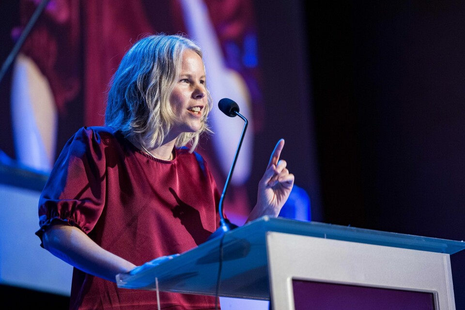 SVs Kirsti Bergstø da hun holdt sin første landsmøtetale som partileder 19. mars. SVs nye leder Kirsti Bergstø er under harde angrep, fra både den saklige og mer usaklige høyresiden.