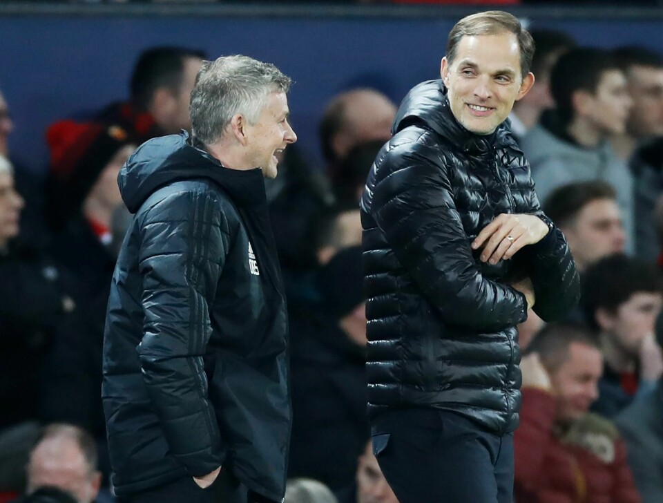 Thomas Tuchel er ansatt i Bayern München. Her i tiden som Chelsea-trener, sammen med Ole Gunnar Solskjær
