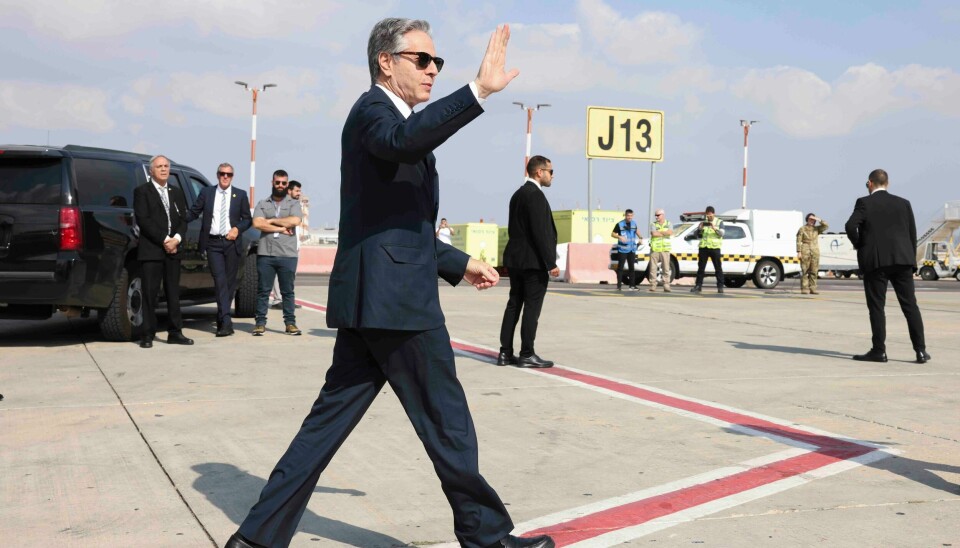 Utenriksminister Antony Blinken på vei fra Tel Aviv til Egypt tirsdag. Han har drevet skytteldiplomati i Midtøsten den siste tiden. Utenriksminister Antony Blinken på vei fra Tel Aviv til Egypt tirsdag. Han har drevet skytteldiplomati i Midtøsten den siste tiden. Foto: Kevin Mohatt / Pool via AP / NTB