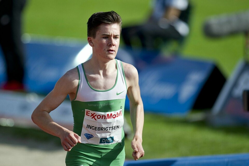 Jakob Ingebrigtsen (14) fortsetter å imponere. I dag satte han ny verdensrekord for 14-åringer på 2000 meter under helgens UM på Lillestrøm. Her fra Bislett Games tidligere i år.