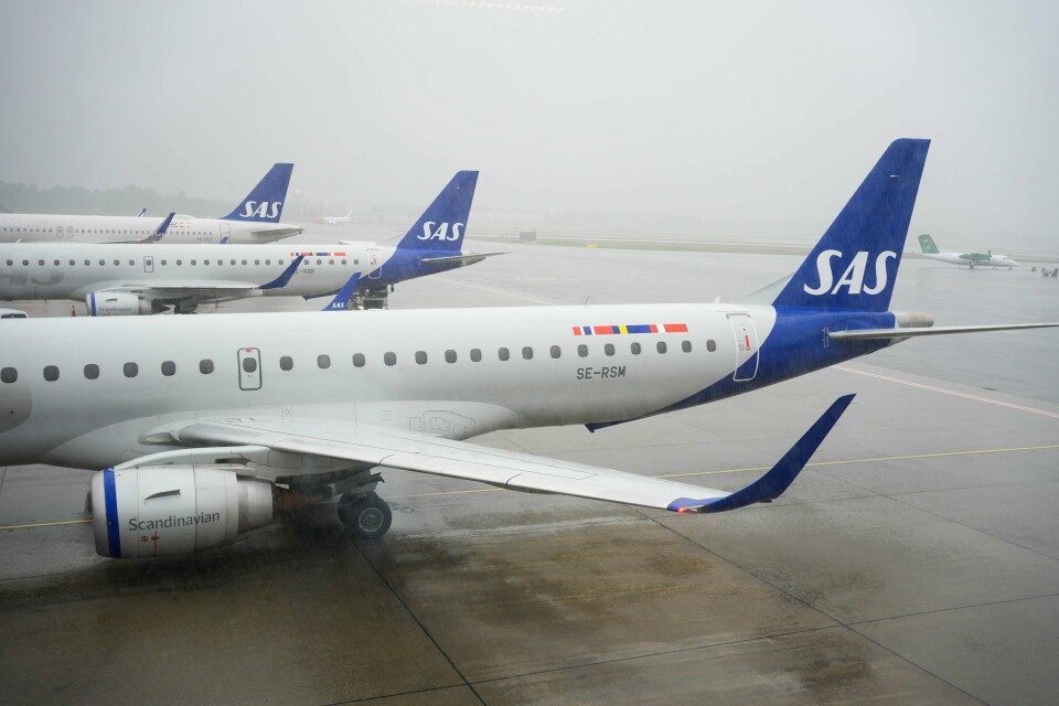 SAS har foreløpig kansellert 34 flygninger fra noen av landets største flyplasser mandag morgen på grunn av den pågående streiken blant kabinansatte. Flytrafikken er rammet etter at kabinansatte i SAS ble tatt ut i streik. Foto: Terje Pedersen / NTB