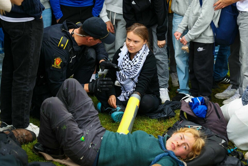Extinction Rebellion og Gretha Thunberg var også til stede under åpningen av ONS-konferansen i Stavanger mandag. Extinction Rebellion og Gretha Thunberg var også til stede under åpningen av ONS-konferansen i Stavanger mandag.Foto: Silje Katrine Robinson / NTB