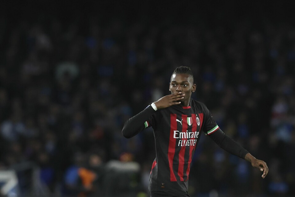 Rafael Leão jubler for scoring i søndagens kamp. Rafael Leão jubler for scoring i søndagens kamp. Foto: Alessandro Garofalo / LaPresse via AP / NTB