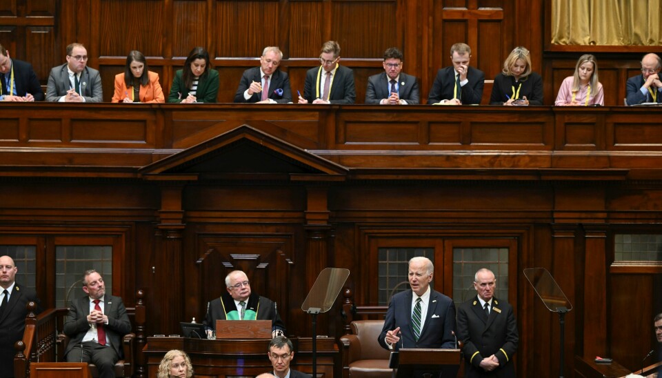 USAs president Joe Biden holdt torsdag tale til nasjonalforsamlingen i Irland. USAs president Joe Biden holdt torsdag tale til nasjonalforsamlingen i Irland. Foto: Kenny Holston / The New York Times / AP / NTB