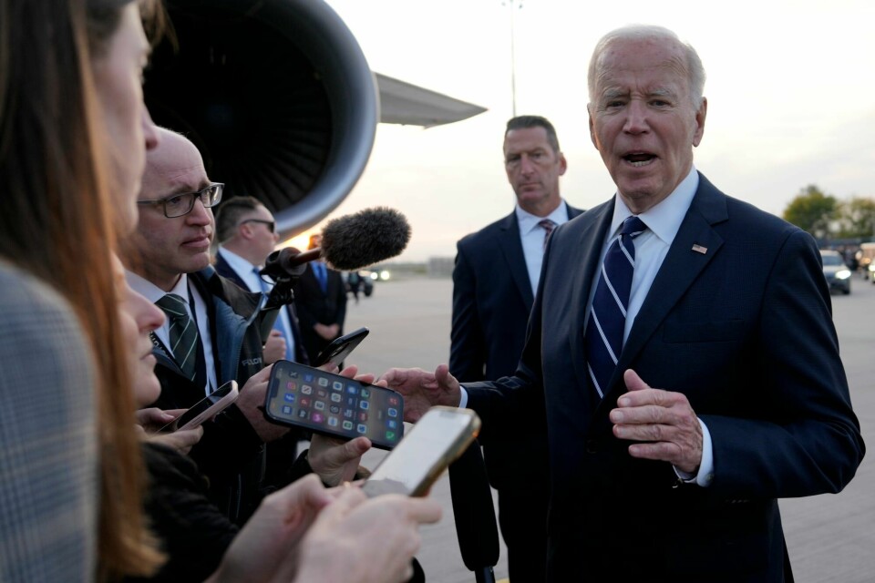 President Joe Biden snakket med reportere før han forlot Berlin med presidentflyet Air Force One fredag. President Joe Biden snakket med reportere før han forlot Berlin med presidentflyet Air Force One fredag.