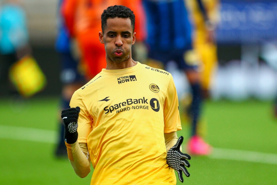 Bodø/Glimts Amahl Pellegrino feirer scoring mot Stabæk i Eliteserien. Bodø/Glimts Amahl Pellegrino feirer scoring mot Stabæk i Eliteserien. Foto: Mats Torbergsen / NTB