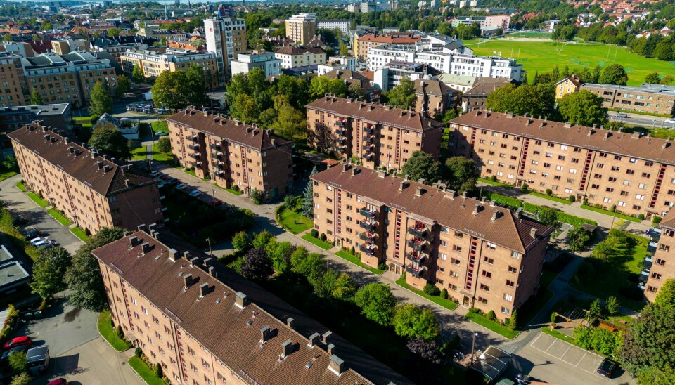 – Leieprisene i Oslo er de høyeste i landet og har de siste 12 månedene steget med 11,9 prosent, skriver innleggsforfatteren. Dette dronebildet fra Bjølsen er kun ment som illustrasjon.