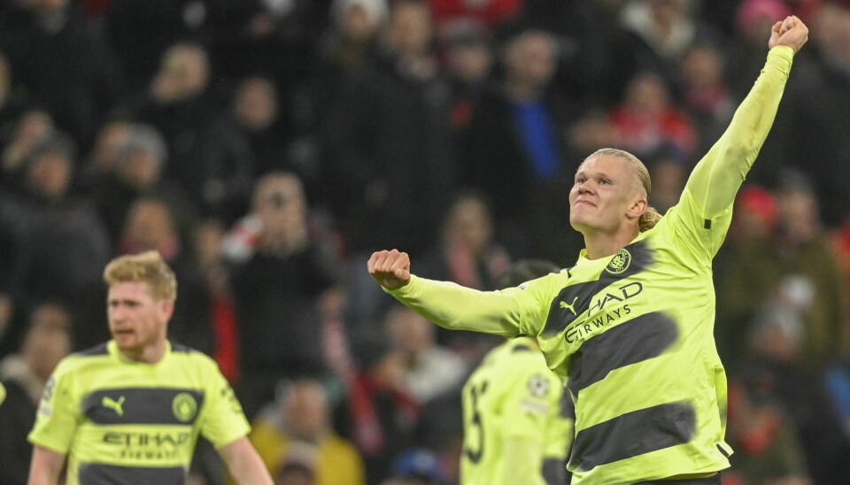 Erling Braut Haaland kunne til slutt juble for mål mot Bayern München. Erling Braut Haaland kunne til slutt juble for mål mot Bayern München. Foto: Andreas Schaad / AP / NTB