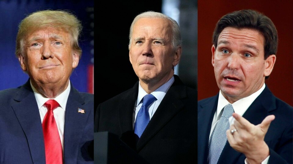 Donald Trump har sagt han stiller i 2024, mens Joe Biden og Ron DeSantis er ventet å kunngjøre det om ikke så lenge. Donald Trump har sagt han stiller i 2024, mens Joe Biden og Ron DeSantis er ventet å kunngjøre det om ikke så lenge.