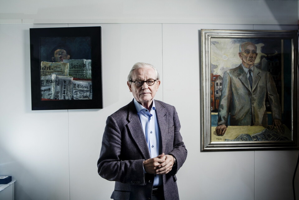 Arne Strand som avtroppende sjefsredaktør i Dagsavisen i 2013. Arne Strand som avtroppende sjefsredaktør i Dagsavisen i 2013.
