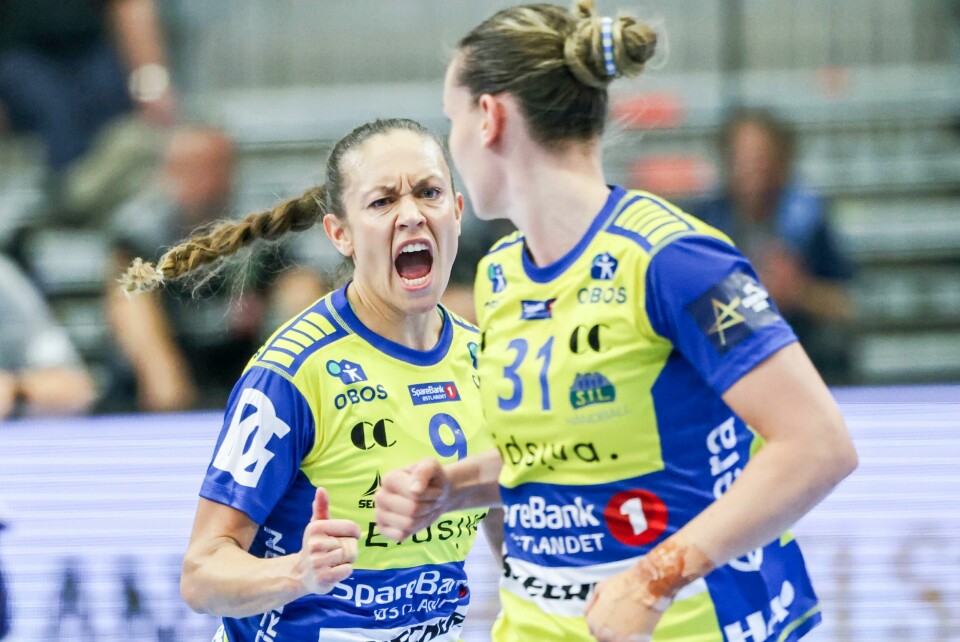 Storhamars Mathilde Rivas-Toft under Champions League kampen i håndball mellom Storhamar og Metz Handball i OBOS Arena. Storhamars Mathilde Rivas-Toft feirer scoring mot Metz søndag. Foto: Geir Olsen / NTB