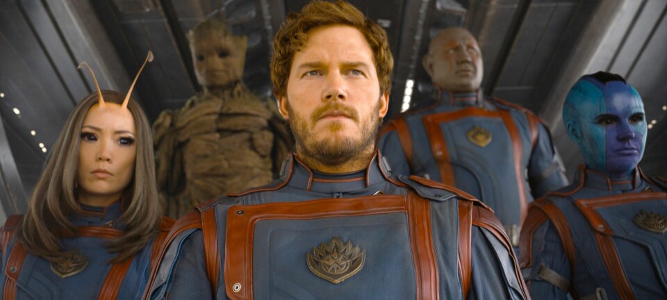 Gjengen av galaksevoktere har vært blant Marvel Studios mest populære karakterer på kino. Denne våren har James Gunns tredje og siste film om denne gjengen blitt en ny Marvel-suksess, og den best besøkte filmen på norsk kino i mai. Sist helg tronet den tredje filmen i «Guardian of the Galaxy»-serien på kinotoppen i Norge, fulgt av «Super Mario Bros.» og «Evil Dead Rise». Foto: Marvel-Disney / AP / NTB