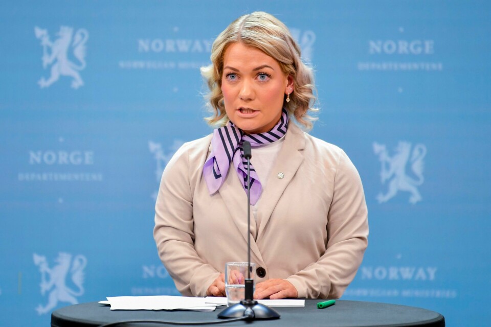 Landbruks- og matminister Sandra Borch (Sp) under pressekonferansen om jordbruksoppgjøret for 2023. Landbruks- og matminister Sandra Borch (Sp) under pressekonferansen om jordbruksoppgjøret for 2023.Foto: Annika Byrde / NTB