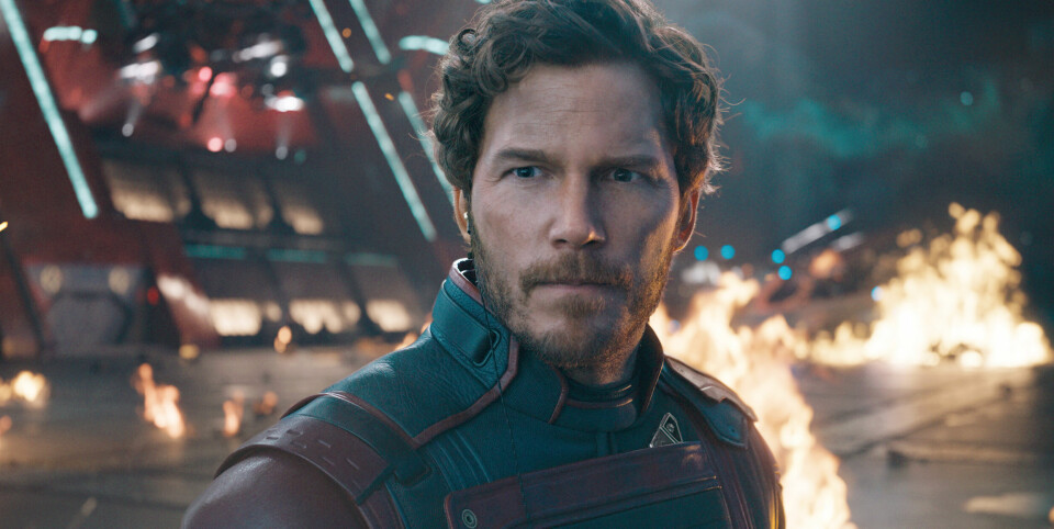 Chris Pratt er tilbake i rollen som Starlord i «Guardians of the Galaxy Vol. 3», en av vårens mest populære filmer på kino i Norge og andre land. Bilde fra Marvel Studios som viser Chris Pratt i en scene fra «Guardians of the Galaxy Vol. 3.» Foto: Marvel Studios / Disney via AP