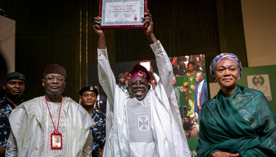 Nigerias president Bola Tinubu ble mandag tatt i ed under en seremoni i landets hovedstad Abuja. Nigerias president Bola Tinubu ble mandag tatt i ed under en seremoni i landets hovedstad Abuja. Foto: Ben Curtis / AP / NTB