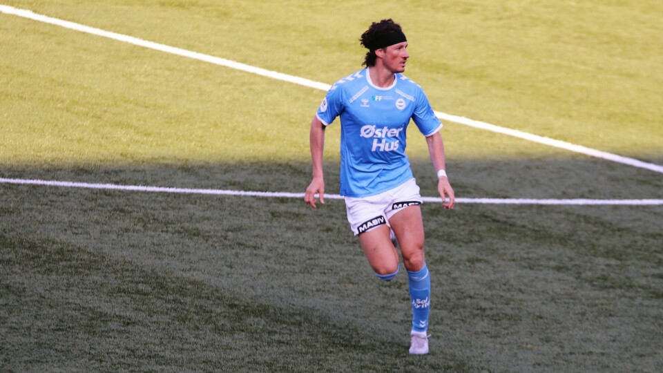 Sandnes Ulfs Matias Belli Moldskred scoret igjen mot Mjøndalen. Sandnes Ulf-Bryne